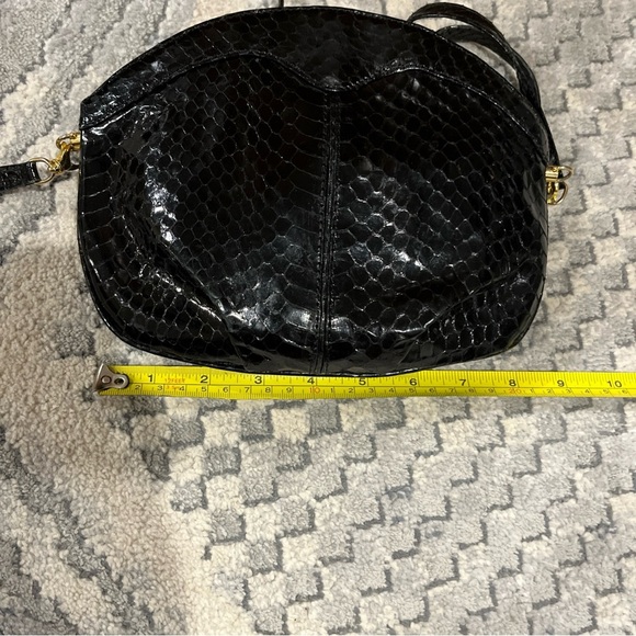 Vintage Lorenzi Black Genuine Snake Leather Crossbody handbag Purse - Picture 7 of 11